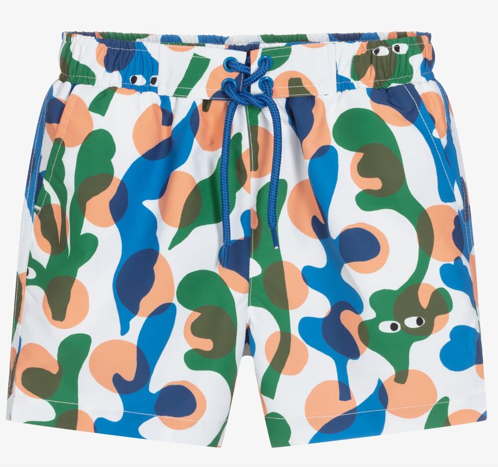 Stella McCartney Swim Short Kids Boys 4 Green Blue Seaweed Print Boxer Surf